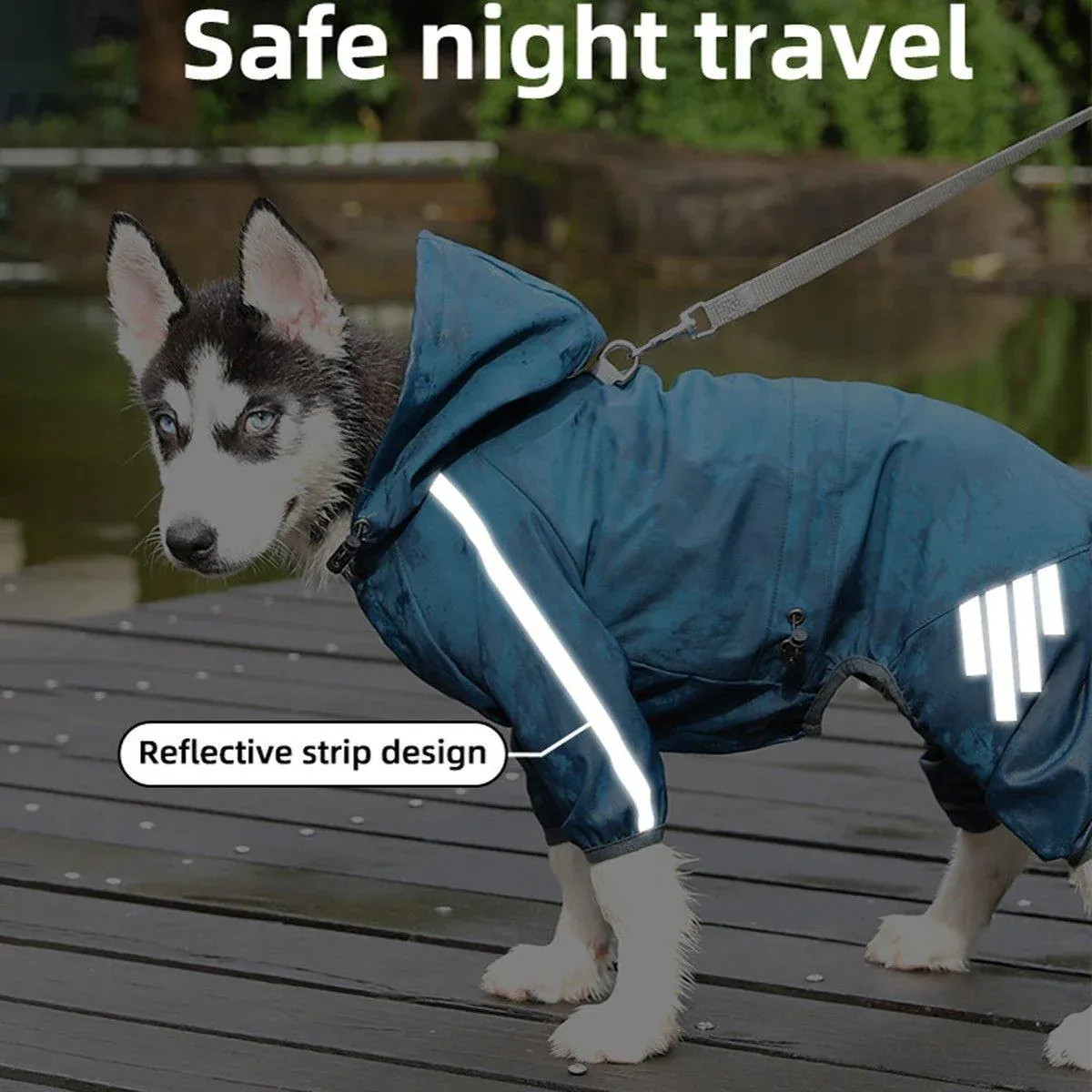 Waterproof Four Corner Pet Raincoats In Large Medium And Small Sizes Are Suitable For Dogs - Blue - S — image 5