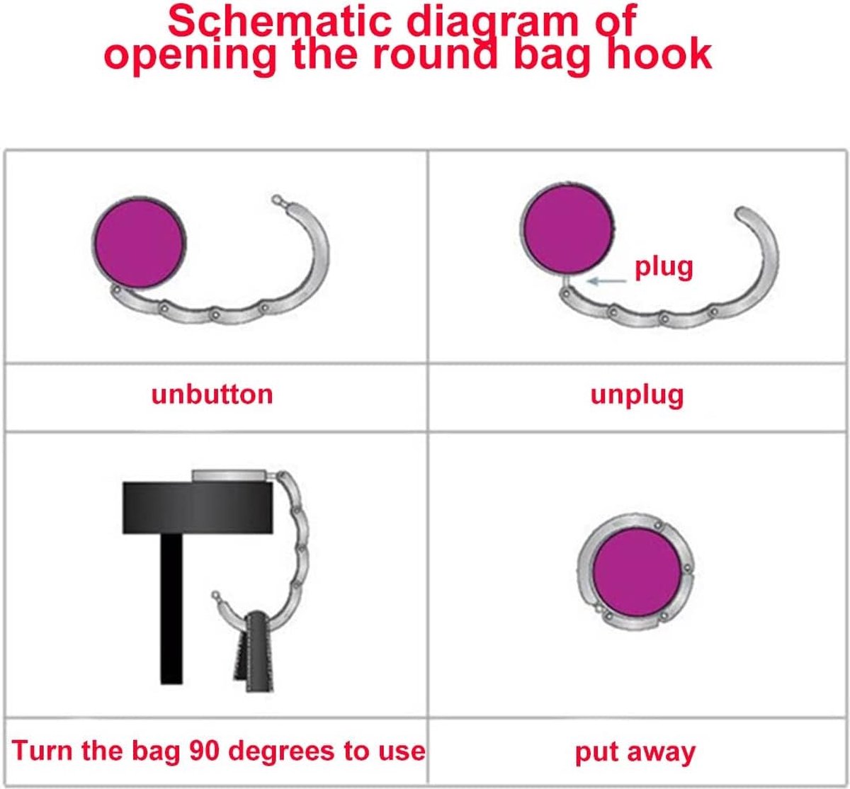Table Bag Hook - Bag Hooks for Table - Set of 2 Portable Bag Hangers - Silver - Bag Hanger - Desk Bag Hanger - Small Bag Hooks - Handbag Hanger for Table — image 2