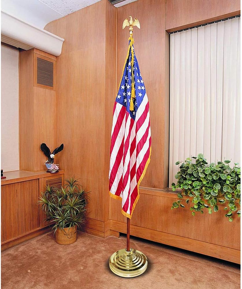 HOOSUN Base Stand for Flag Indoor Outdoor,Flag Pole Floor Stand Base Hold Flagpole Indoor Gold Banner Holder for 1.3'',1.1''And 0.9'' Diameter Flagpole — image 4