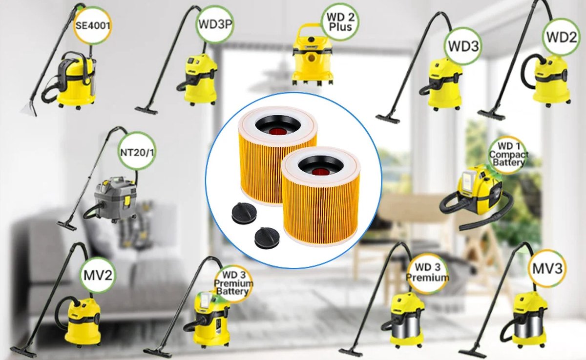 2 Filters Suitable For KäRcher WD3 WD2 WD1 And A Series - Cartridge Filter - Suitable For KäRcher Accessories - For People With Allergies To Fine Dust / Odors — image 5