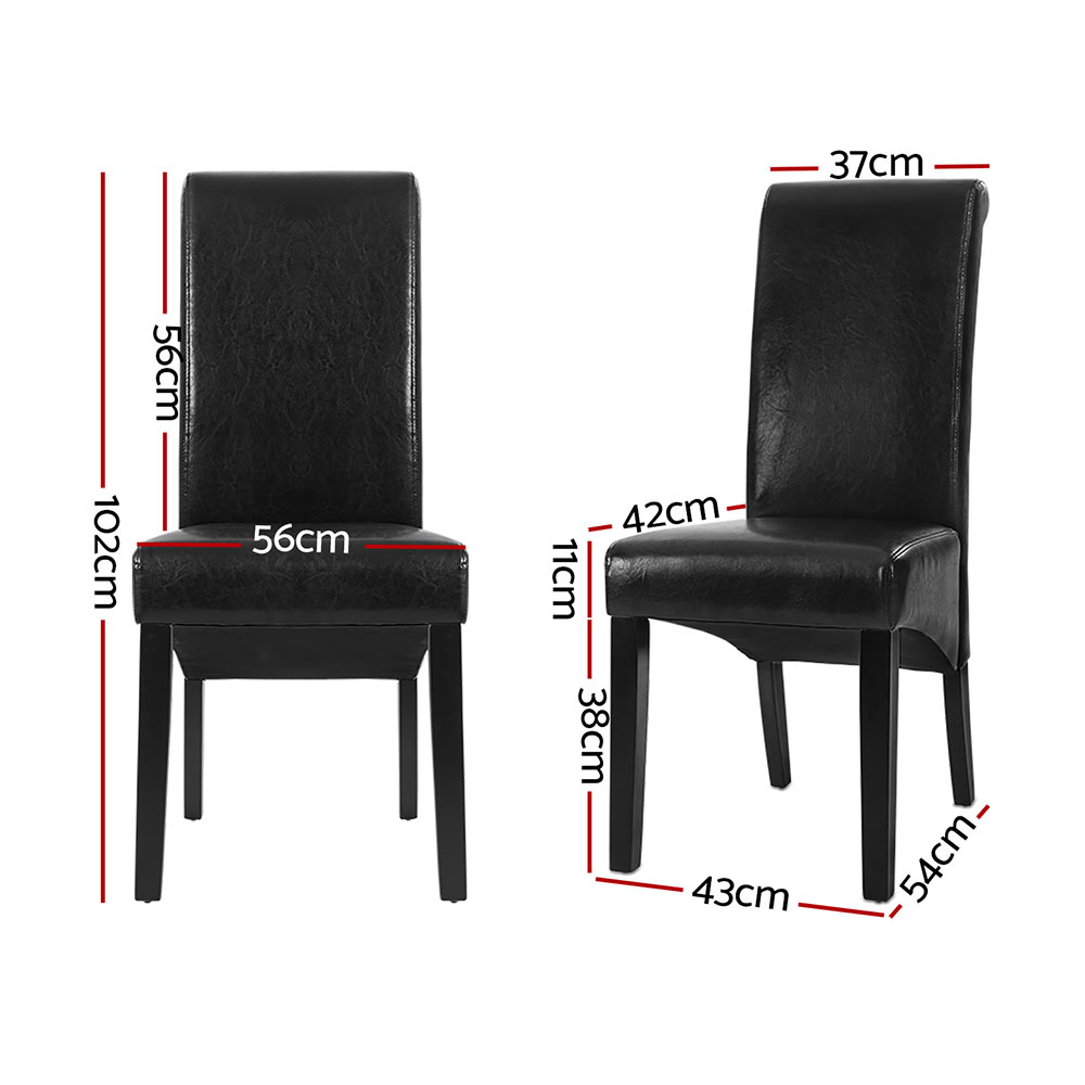 Artiss Dining Chairs Set of 2 Leather Parsons Chair Black — image 2