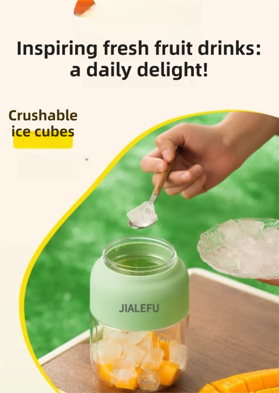 Beige Portable 1300ML Multi-Functional Blender with Dual-Drink Lid - 38-Steel Blade Cyclone Juicer & Ice Crusher, Waterproof Type-C Charging โ image 4