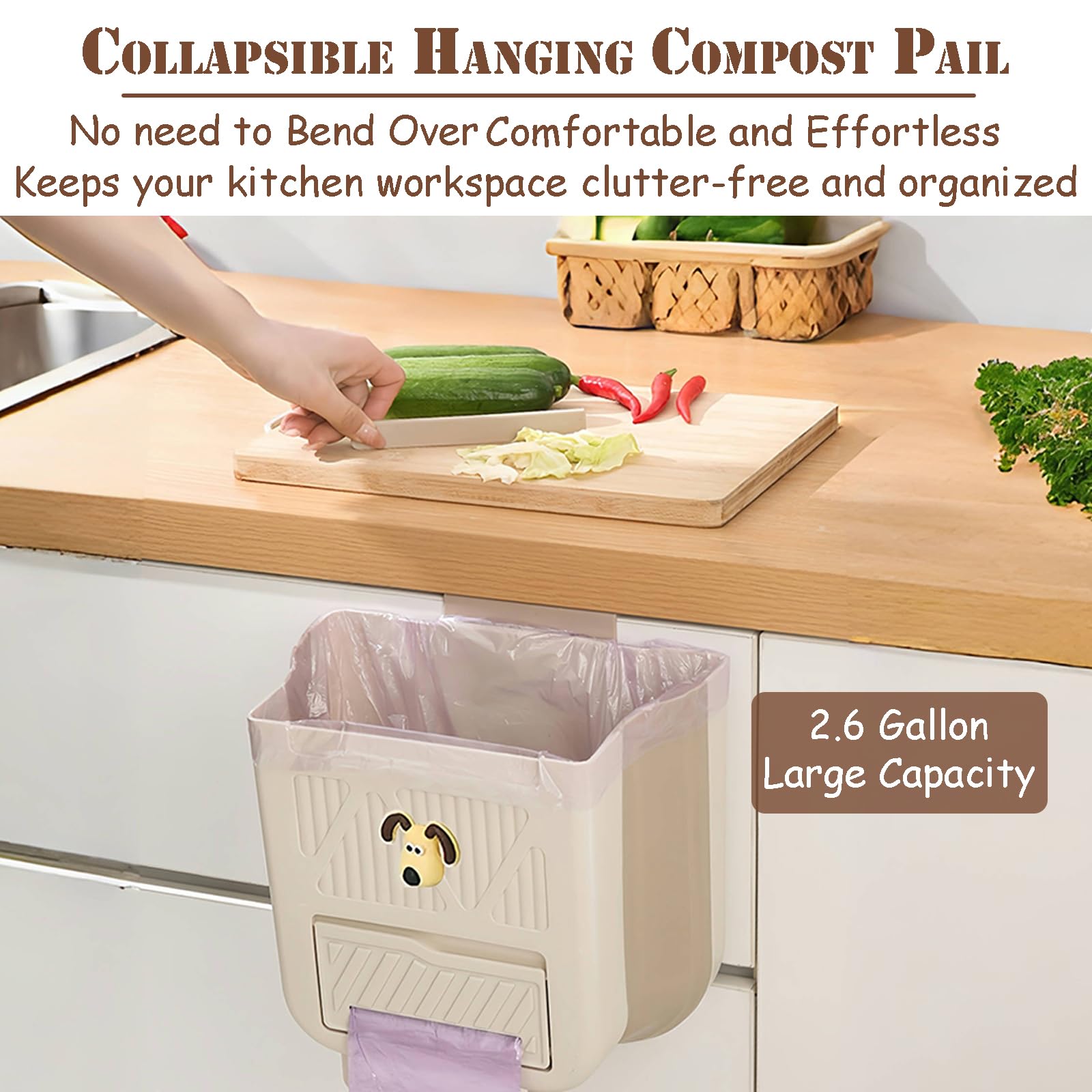 Kitchen Sink Organiser with Sponge Holder and Draining Basket for Scraps, Dishwashing Tools and Tidy Benchtop Storage, 10L, Beige โ image 2