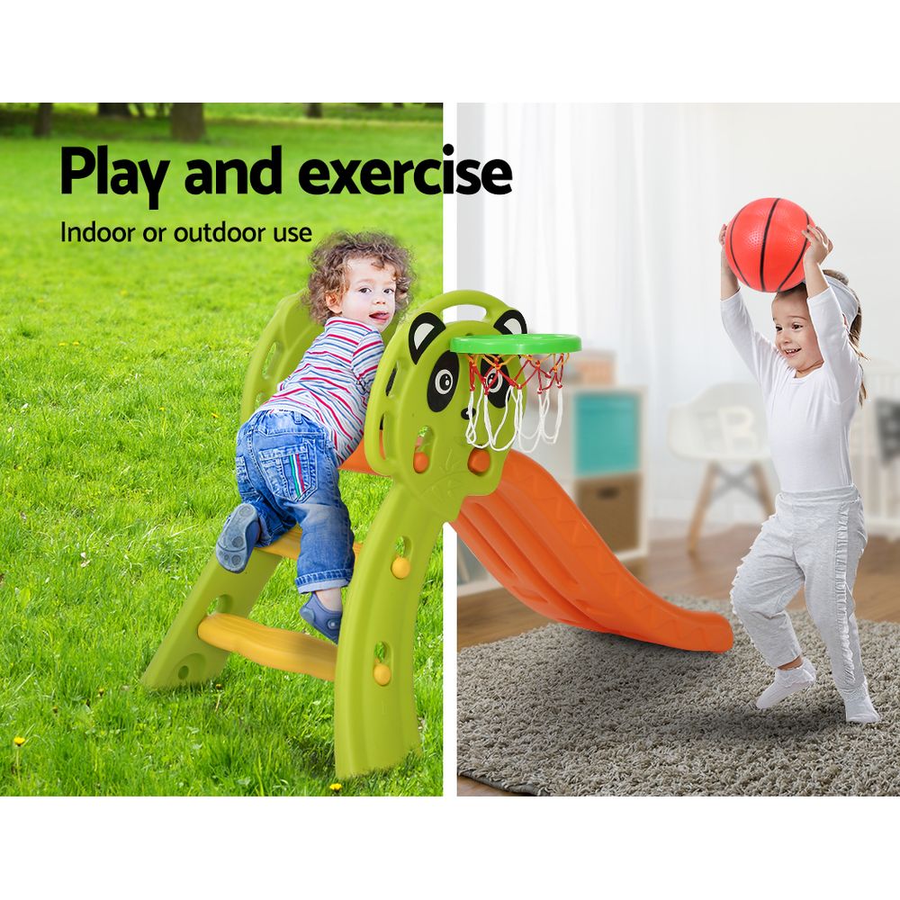 Keezi Kids Slide Set Basketball Hoop Indoor Outdoor Playground Toys 100cm Orange โ image 5