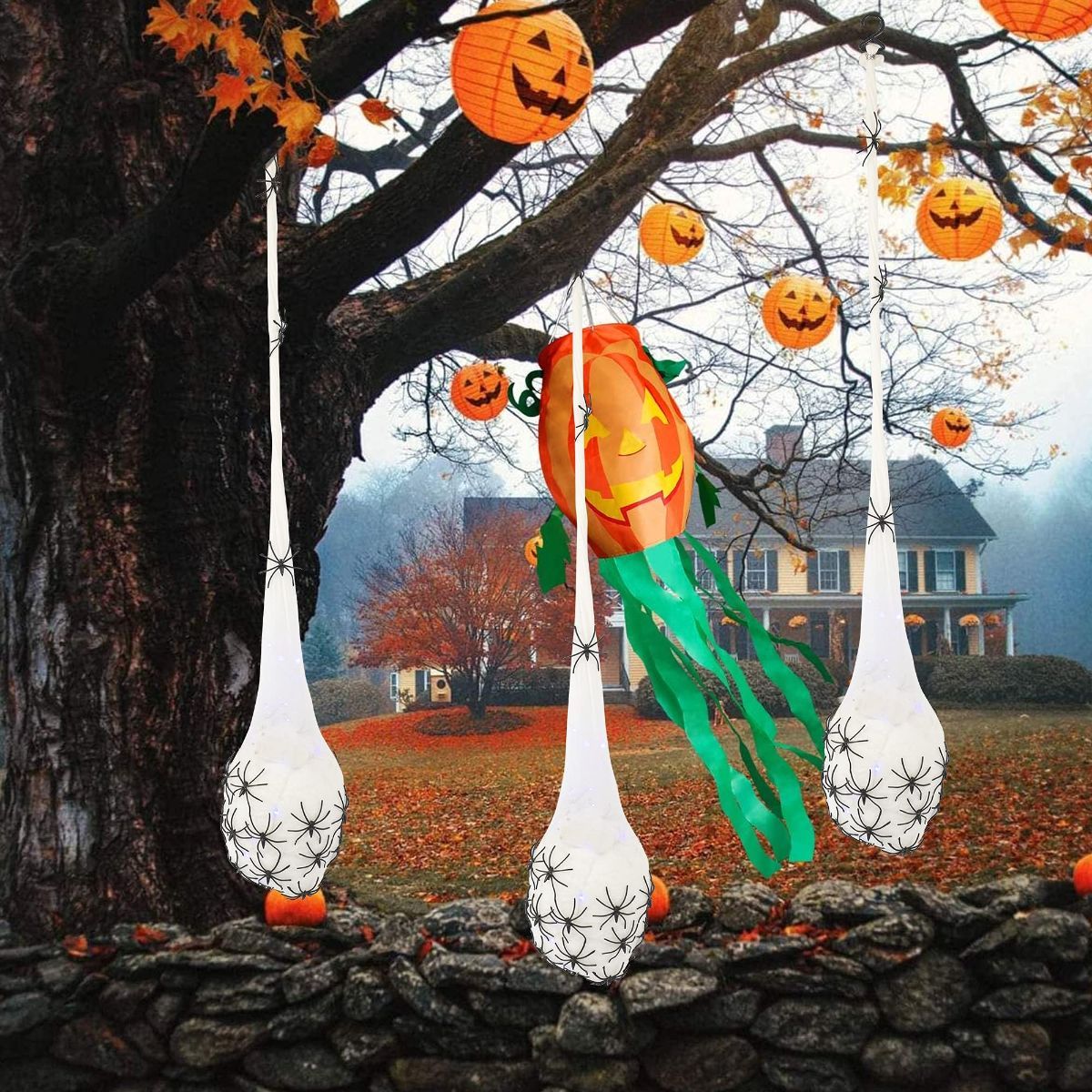 3.2FT Halloween Decoration Hanging Light Up Spider Egg Sacs 3 Packs, Sacks Props for Halloween, Birthday Indoor Outdoor D — image 5