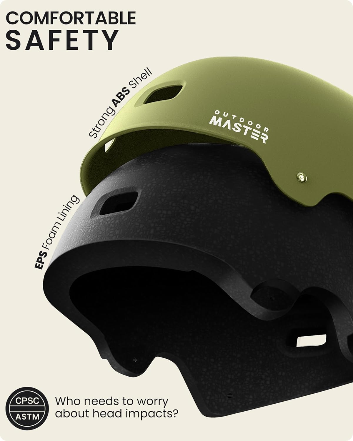 OutdoorMaster Skateboard Bike Helmet for Adults &Youth - Multi-Sport Certified Impact Resistant with 2 Removable Liners & Ventilation for Scooter-Matte — image 2