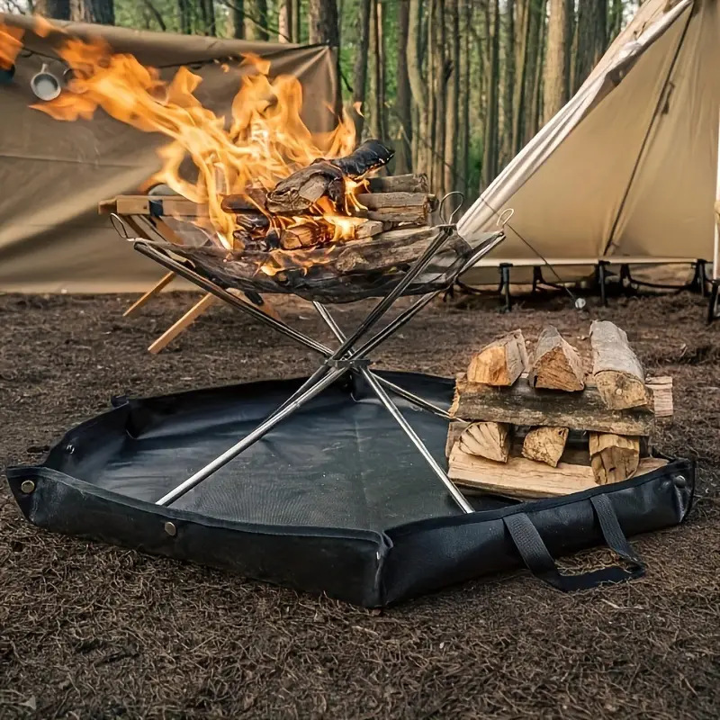 64cm Hexagonal Double-Sided Silicone Fireproof Mat for BBQ and Camping