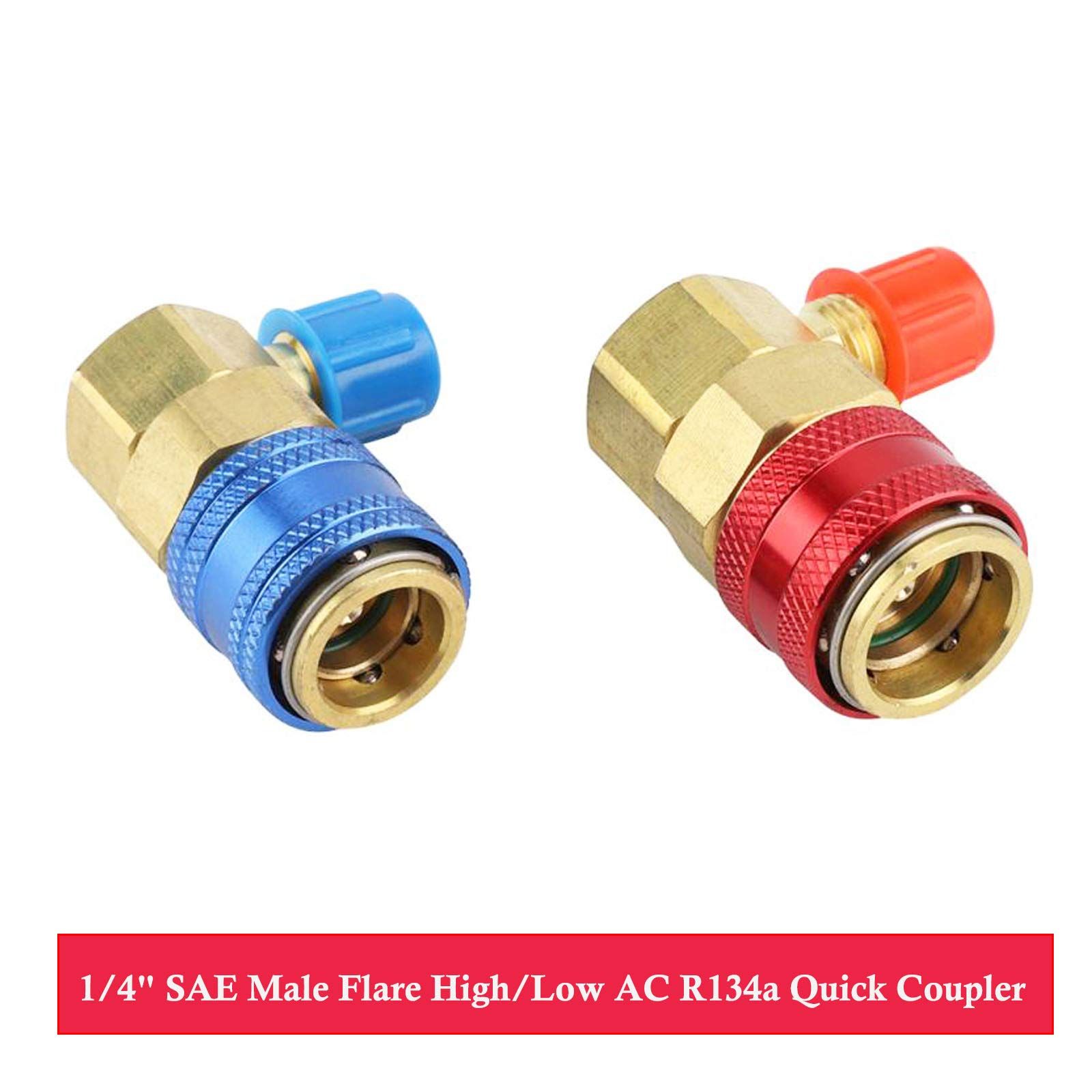 134a Adapter Fittings Quick Connector, 1/4" SAE Male Flare High/Low A/C Freon Manifold Gauge Hose Conversion Kit โ image 2