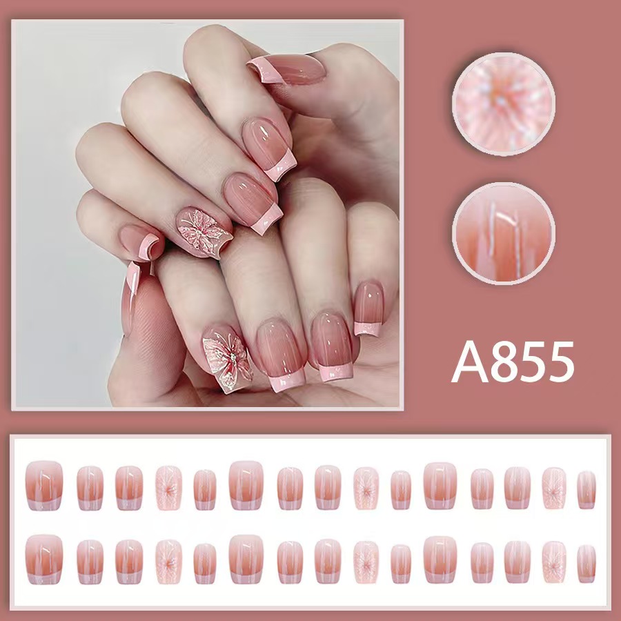 12 boxes / 288 pieces, white light luxury fashion French ins style flash sweet cool simple empress spicy girl new spring wear nail set โ image 2