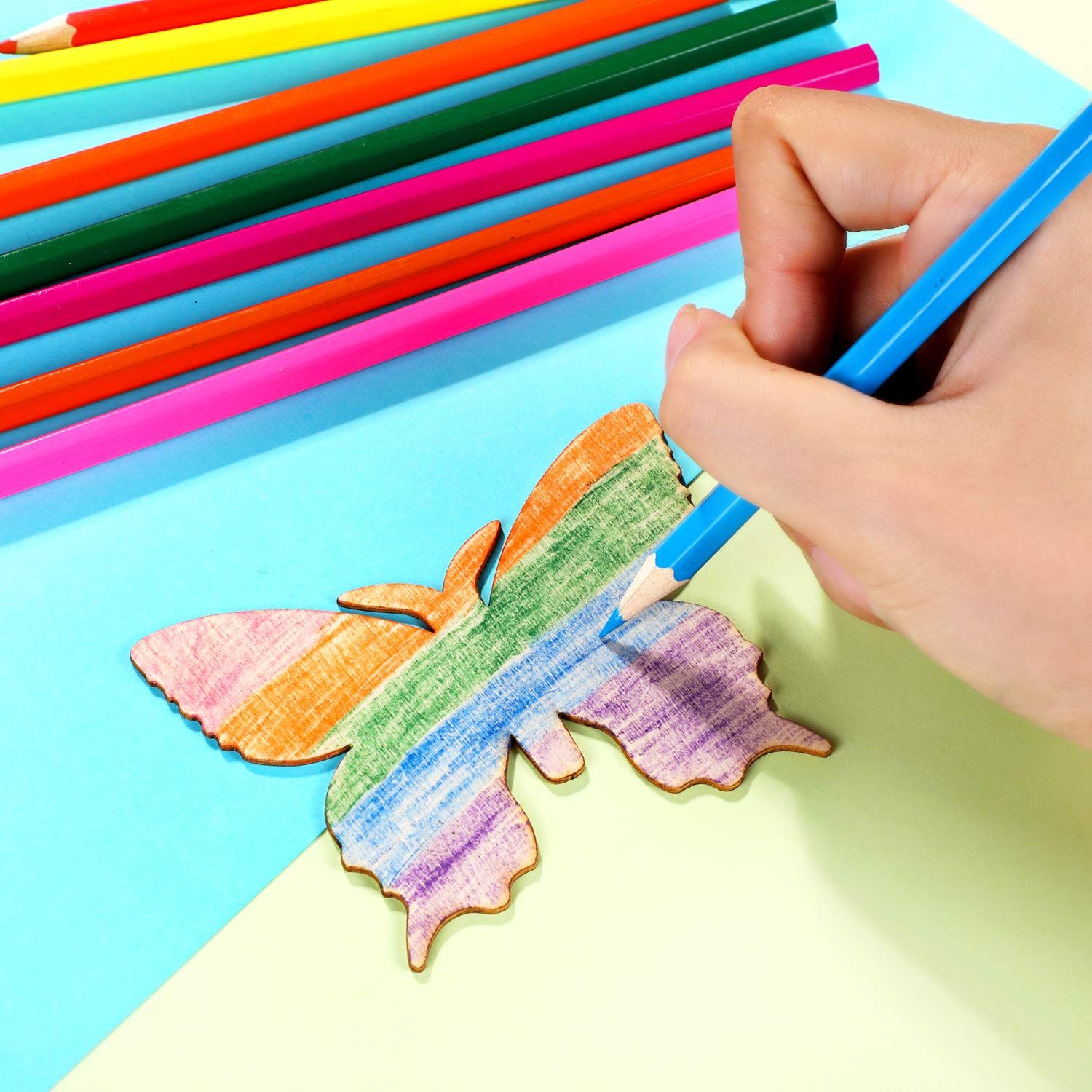 40 Pieces Butterfly Unfinished Wooden Butterfly Blank Wood Butterfly Shaped Slices Cutouts for Birthday DIY Painting — image 4