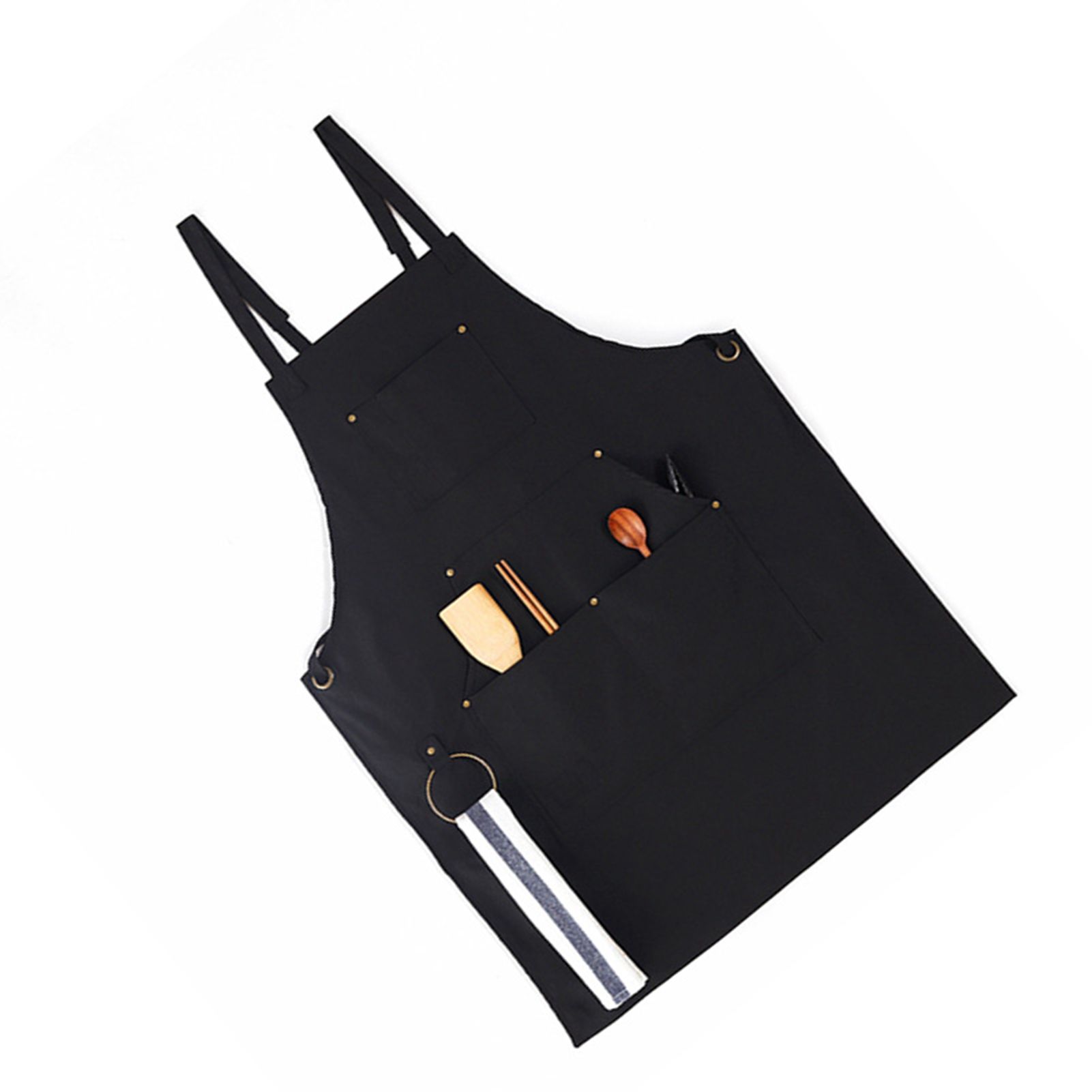 Barbecue Apron Adjustable Waterproof Work Tool Apron with Multiple Pockets Kitchen Apron — image 4