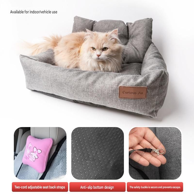 Blue M Size 55x40cm Car pet bed -Oxford Linen Removable Washable Non-Slip Sofa Bed for Small Dogs Cats Indoor Travel Use — image 4