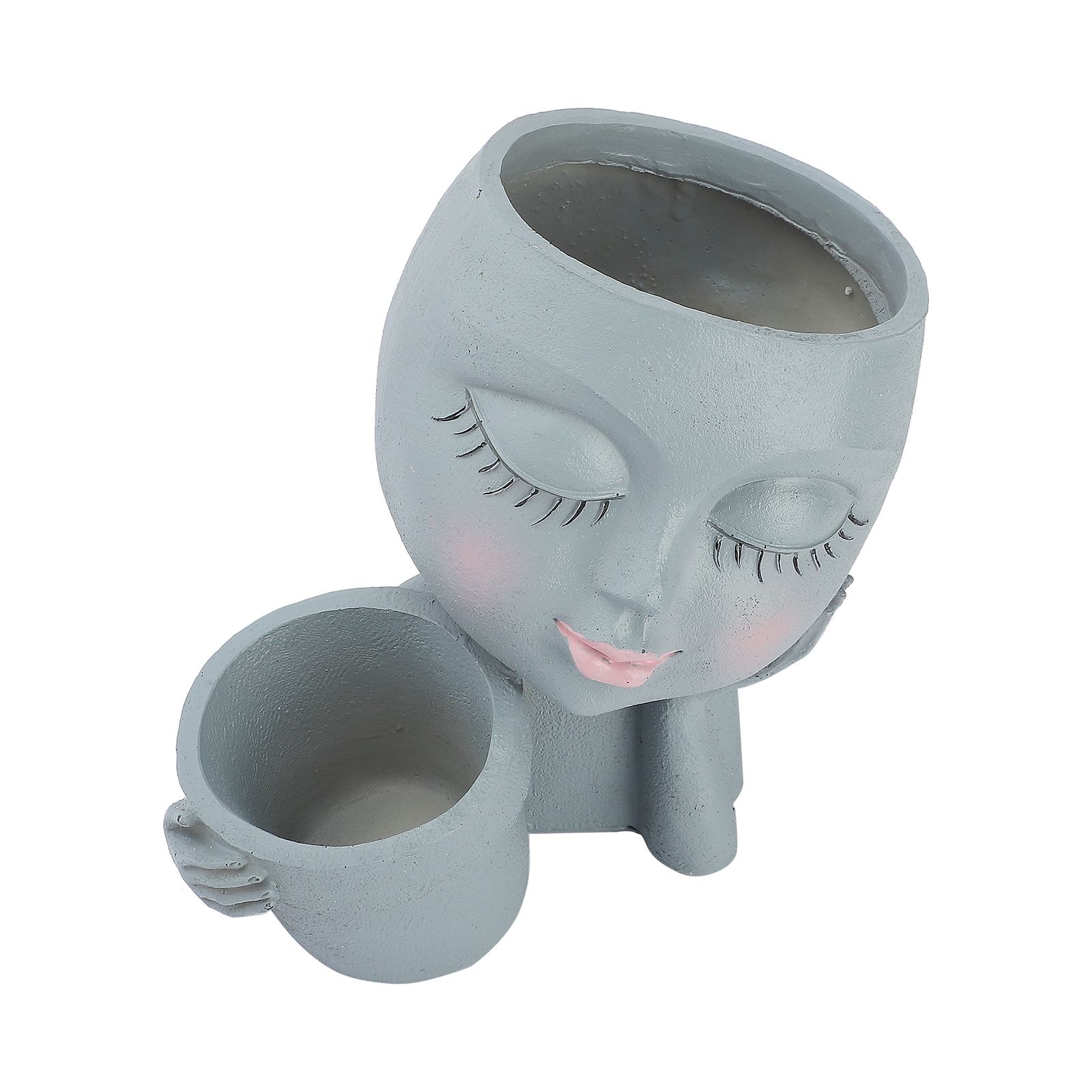 Dual Flower Pot Resin Cute Look Decorative Flower Planter for Home Balcony Courtyard — image 3