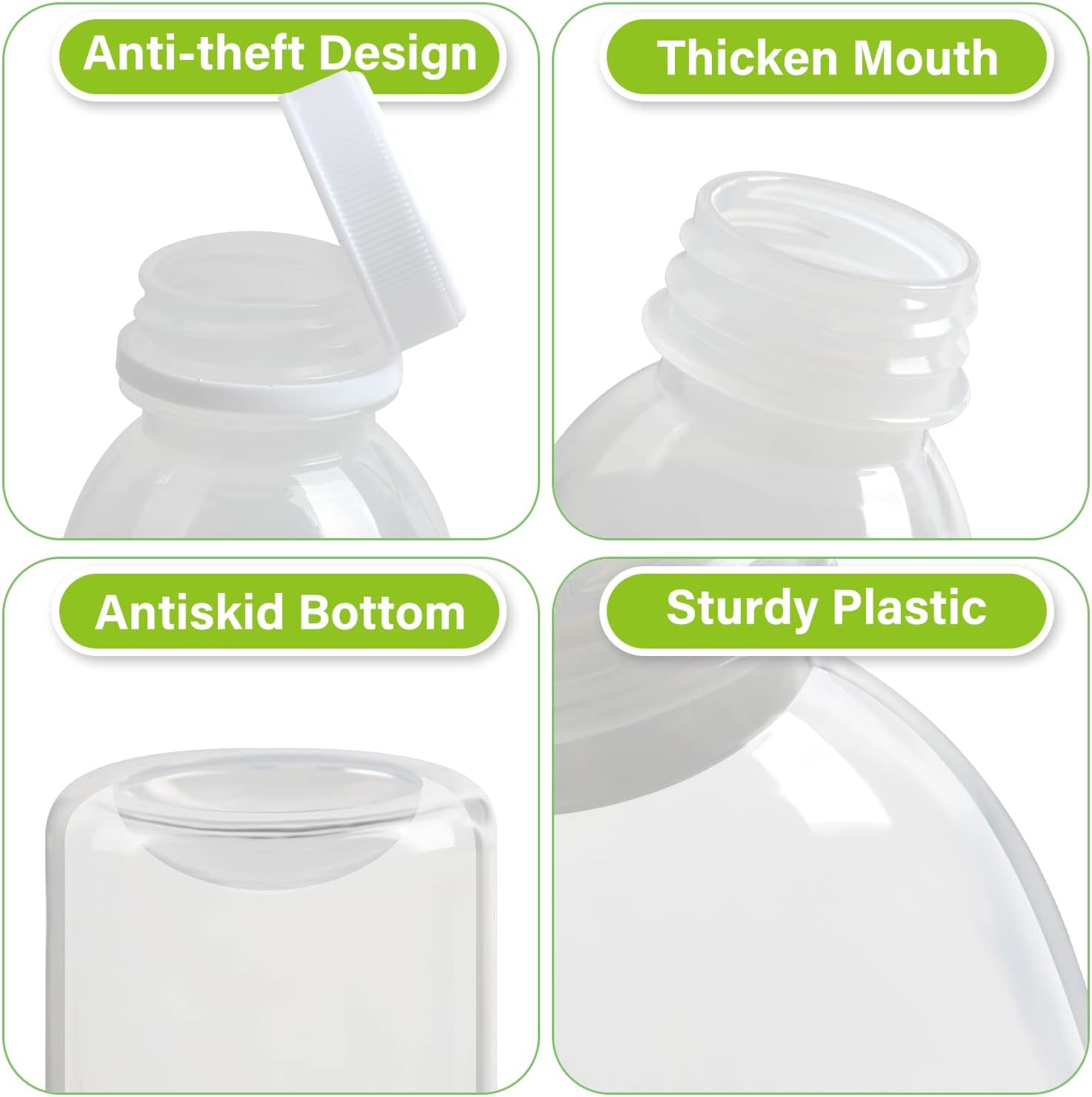 EONJOE Dishwasher Safe 16oz Plastic Bottles with Caps Reusable BPA Free PP5 Juice Milk Water Smoothie Bottle Heat-Resistant Refillable — image 4