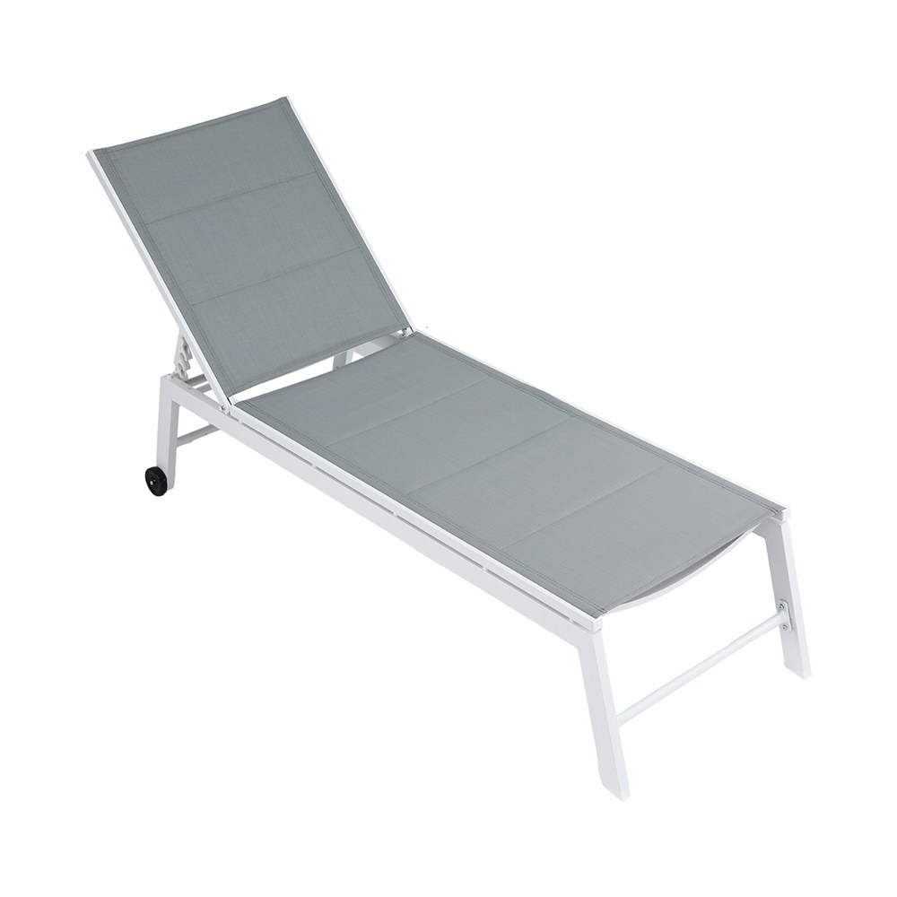 Gardeon Sun Lounger Chaise Lounge Wheels Patio Furniture Outdoor Setting White โ image 3