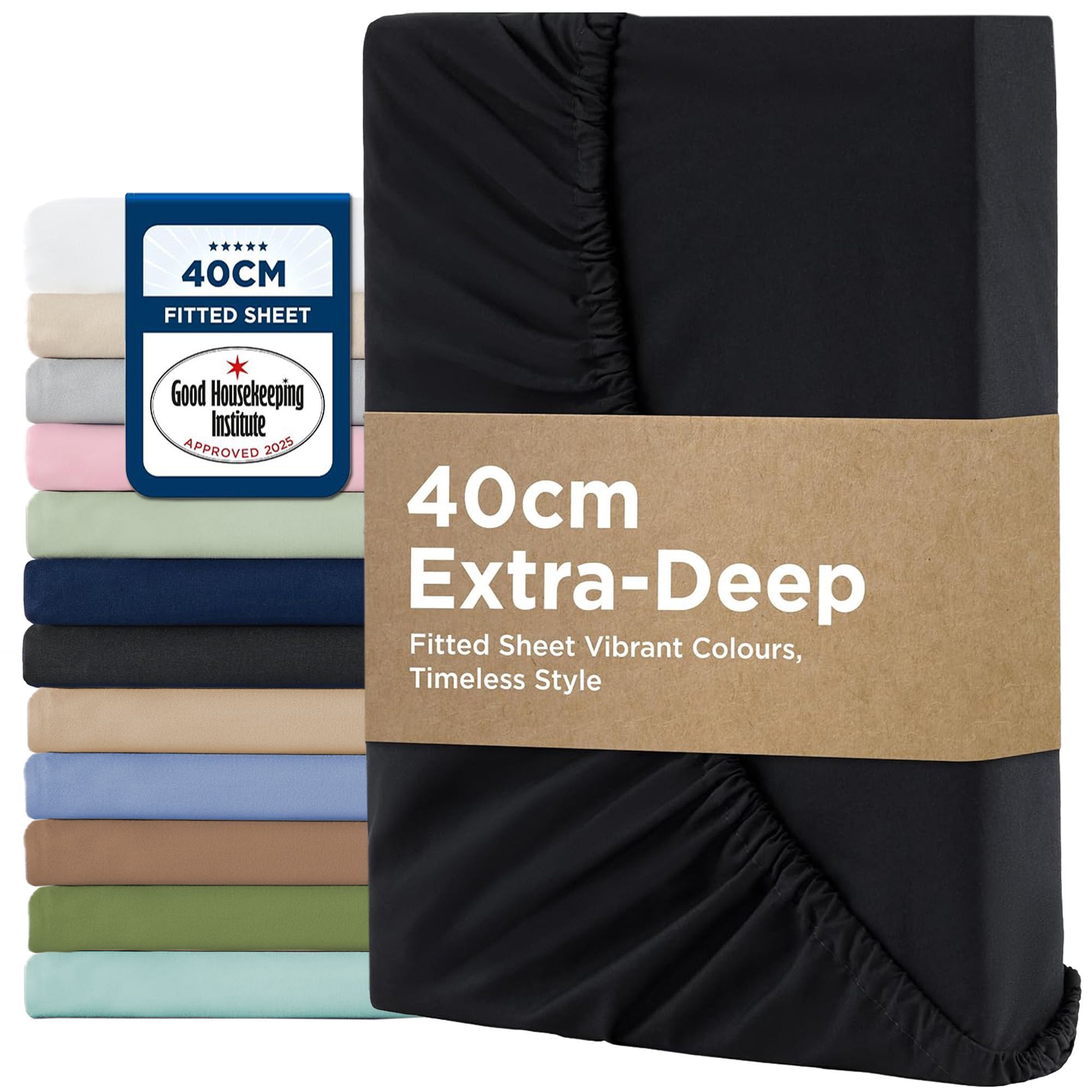 2000TC Hotel Quality Fitted Sheets - 2 Piece Fitted Sheets -Breathable Bedding - Wrinkle, Fade, Stain Resistant- 16inch/40cm Deep Pocket Fitted Bed