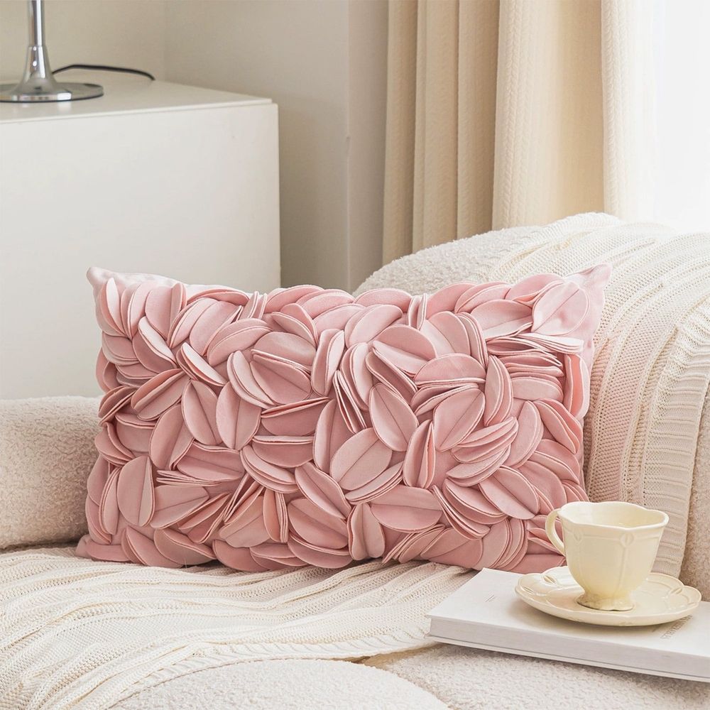Fall Pillow Covers Body Pillow Cover Pink Pillowcase Scandinavian Style Solid Color Pillowcover Leaf Pillowcover Soft and Comfortable Sofa Bedroom Decorative Cushion Cover