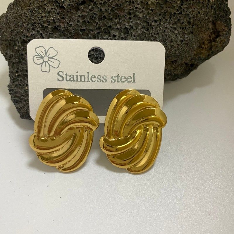 Combination A 18K Gold-Plated Stainless Steel Earring Set - 3 Pairs Minimalist Geometric Studs for Women with Gift Box Packaging — image 3