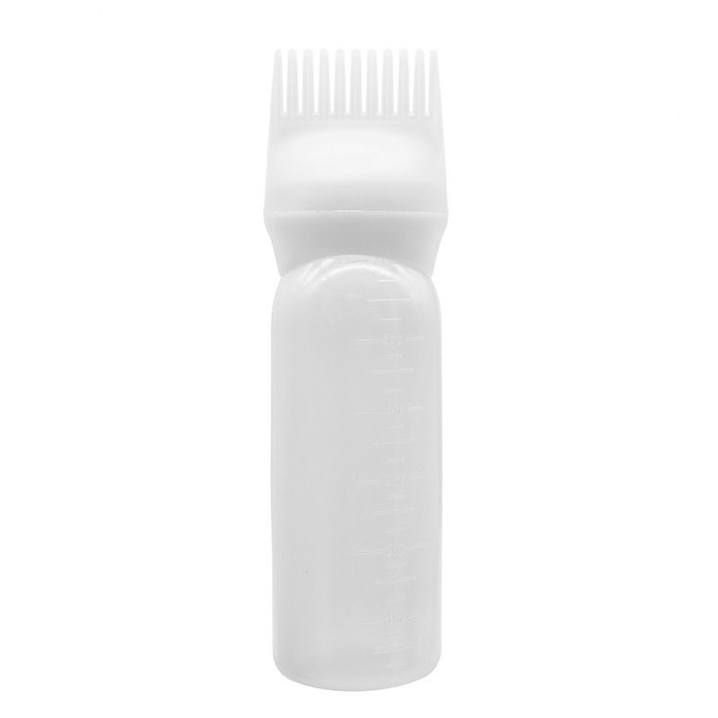 Brush Bottle with Comb, Shampoo Hair Color Hair Dyeing Bottle, Applicator Brush Bottle for Roots (White) Professional Process