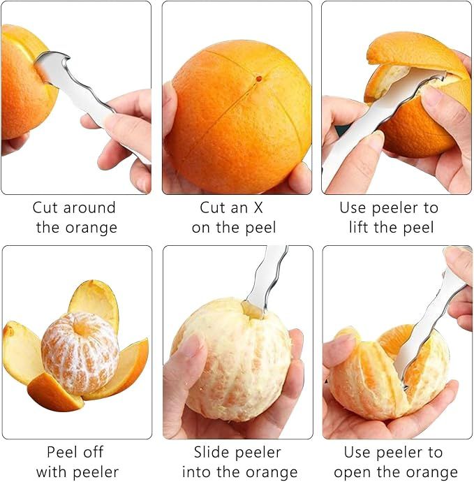 2 Pack, Stainless Steel Orange Peeler tool โ Multi-Functional Citrus Peeler, Fruit Peeler & Peel Skin Remover for Oranges, Grapefruits, Lemons โ image 3