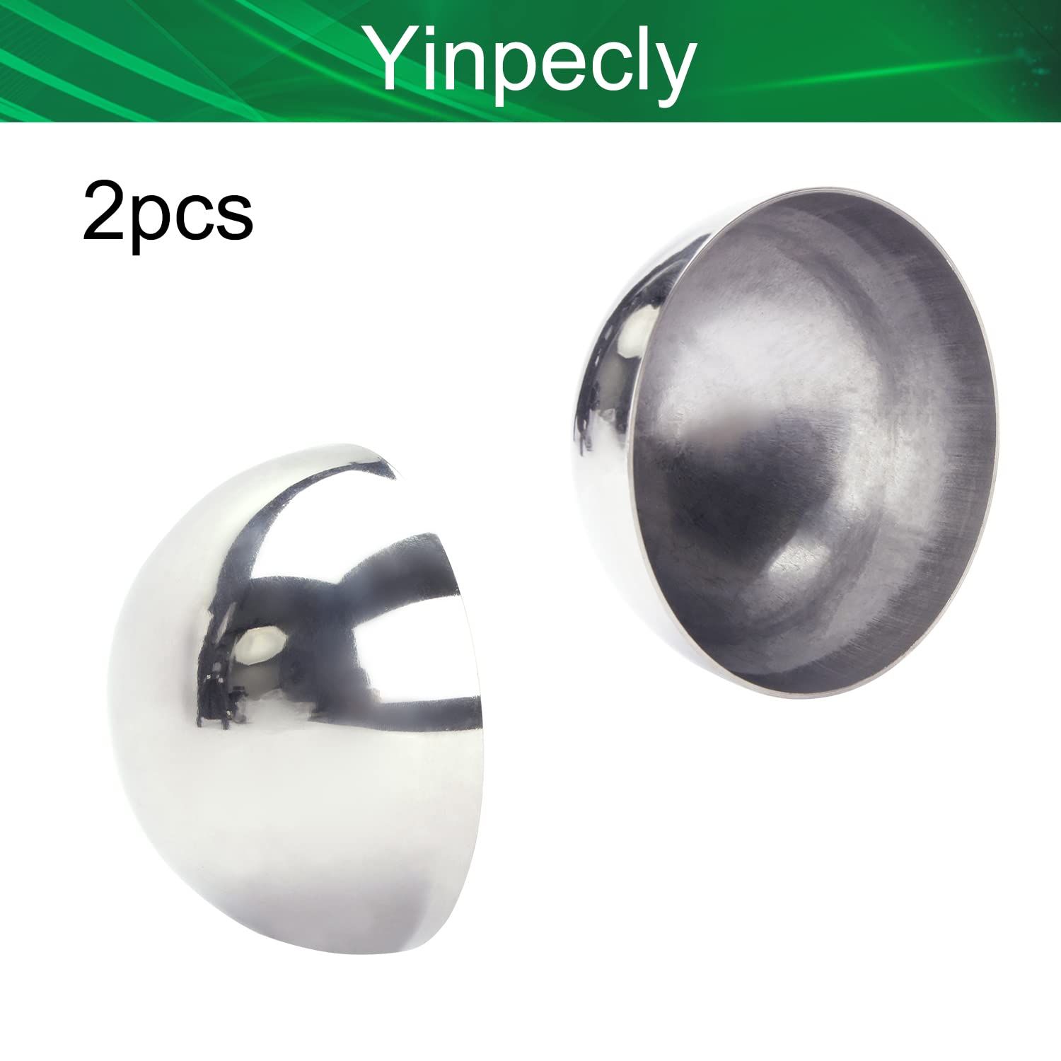 100mm Dia Thickened Gazing Hemisphere 304 Stainless Steel Hollow Ball Mirror Globe Polished Shiny Sphere, Silver Tone 2Pcs — image 4