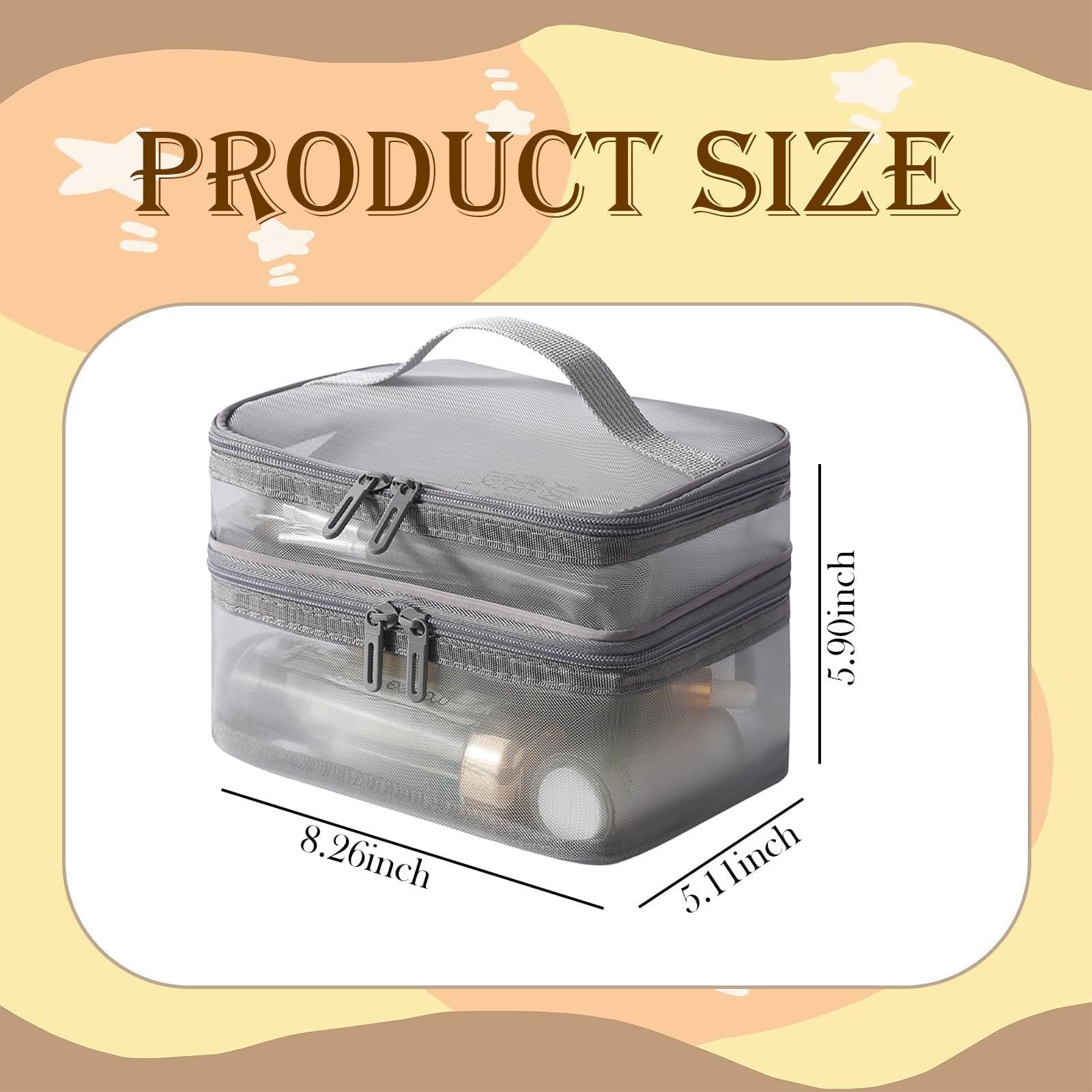 Double Layer Travel Makeup Bag Mesh Bag for Women,Travel Essentials Toiletry Bag Makeup Organizer Large Capacity Zipper Cosmetic — image 5