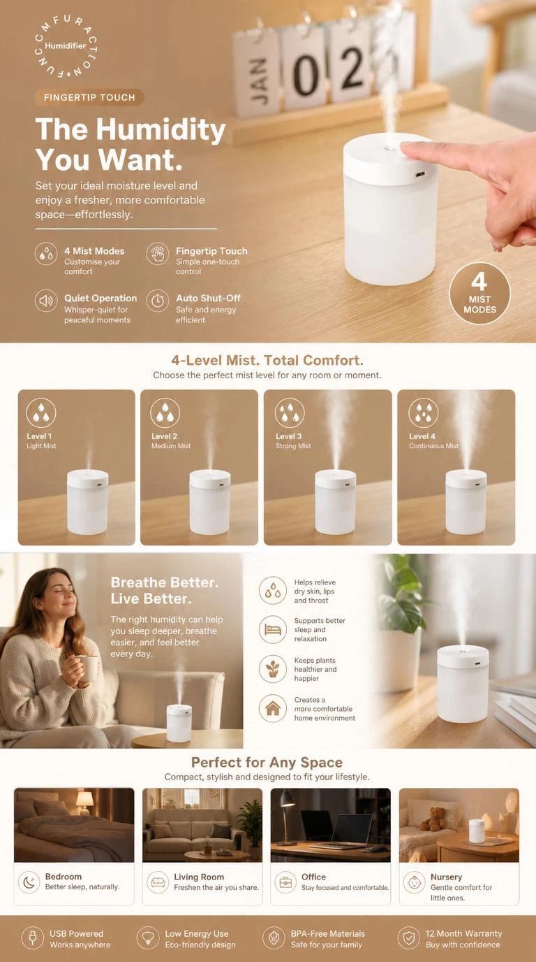 4 Pack USB Humidifier Pink, Decor Gift Bundle — image 3
