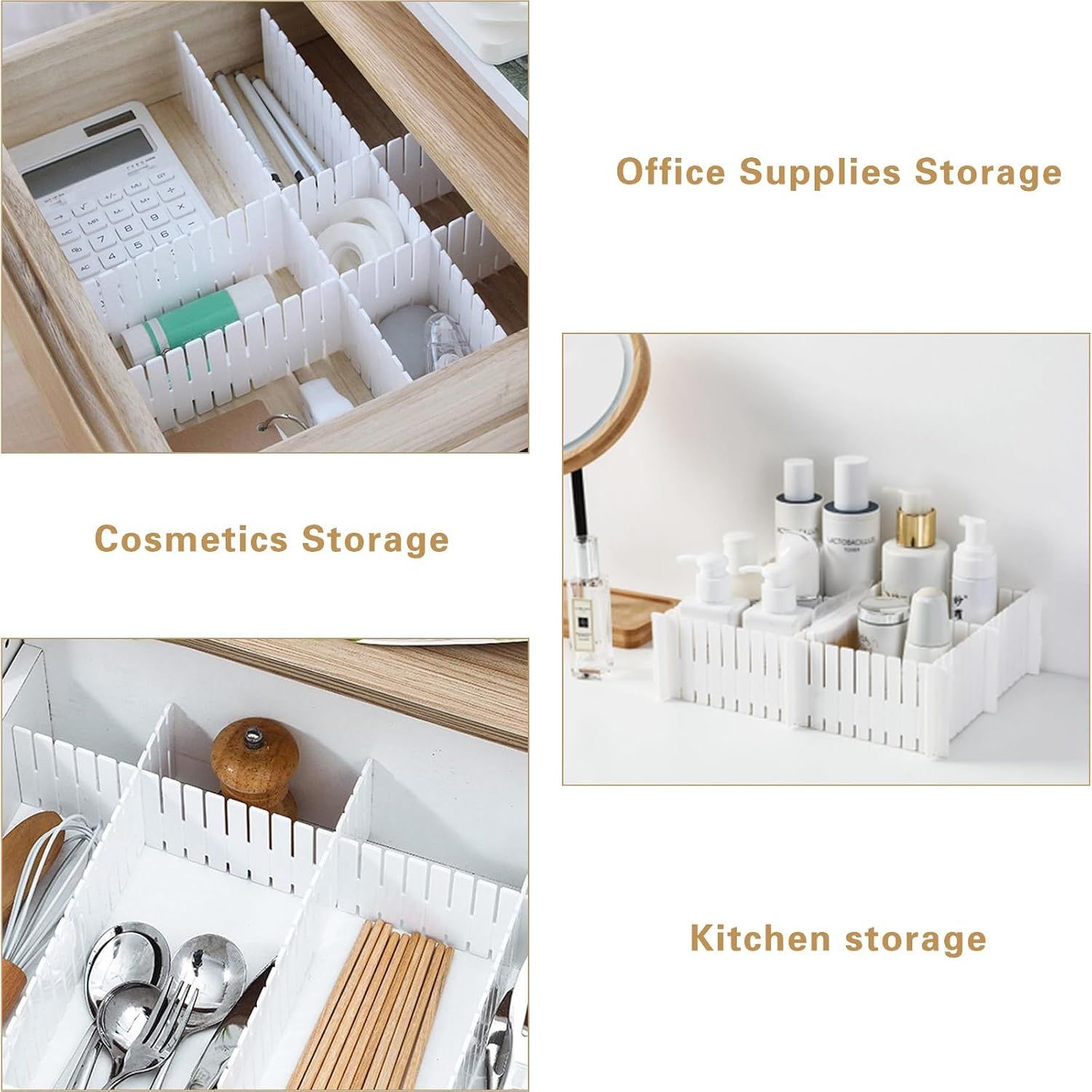 16 Piece Cuttable Drawer Dividers White, 35.8 x 6.8 cm โ image 2