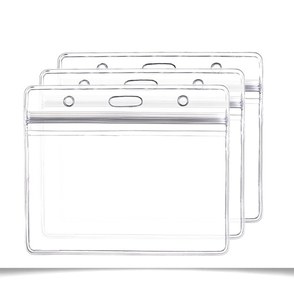 10pcs Transparent Waterproof Business ID Badge Holder for Office School (Horizontal Pattern) 10pcs Transparent โ image 4