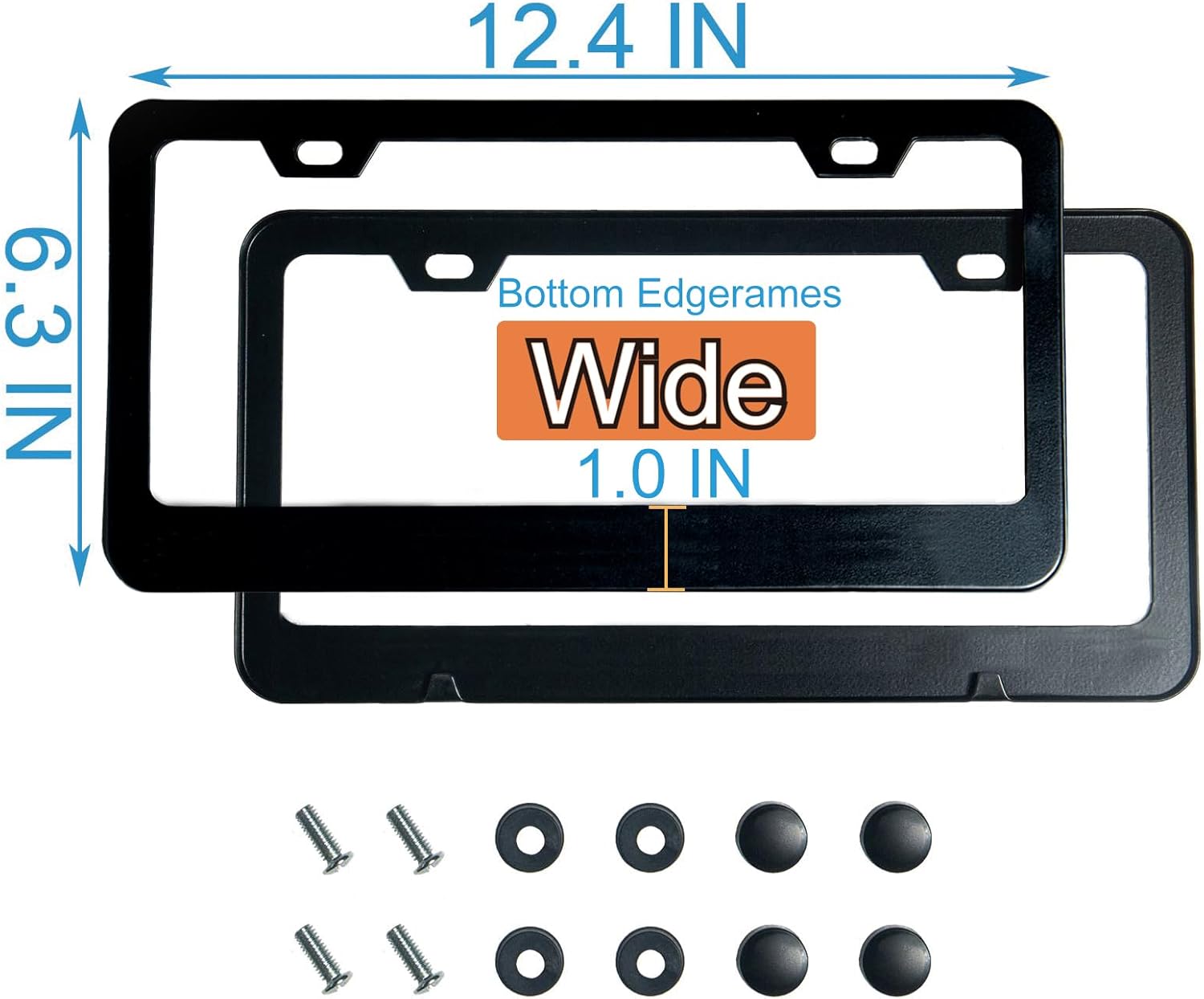 2PCS Matte Black License Plate Frames, 2 Holes Solid Rust-Proof Stainless Steel License Plate Holder, Universal Car License Plate Cover for Women and Man with โ image 2