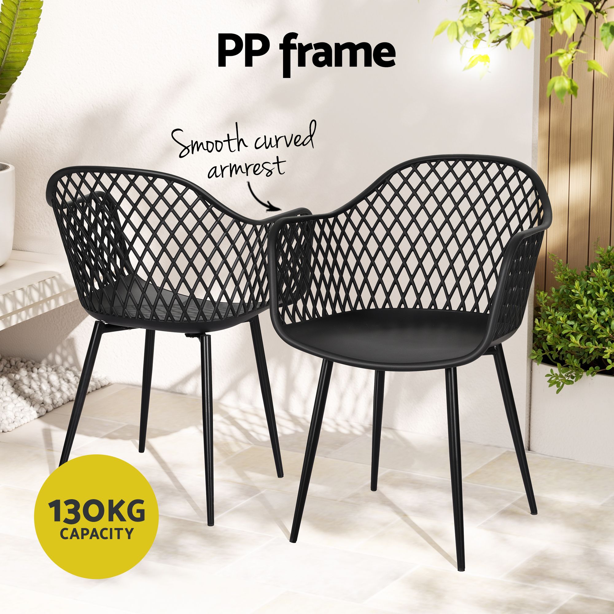 Gardeon 5PCS Outdoor Dining Set Table and Chairs Patio Furniture Garden Diamond Black — image 6