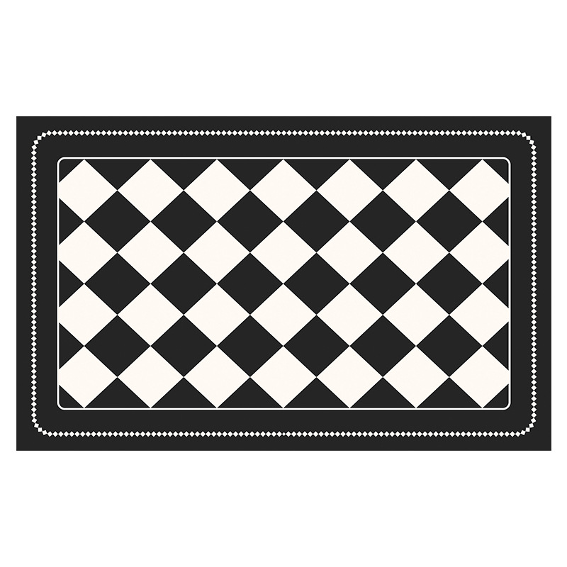 Black Checkered Design Loofah Texture Shower Mat (40x80cm) - Non-Slip PVC Bathroom Floor Mat, Quick-Draining, Anti-Mould & Massage Pad