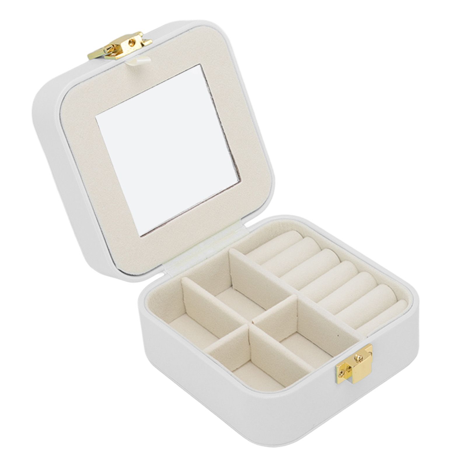 Jewelry Case Small Jewelry Box Organizer Display Storage Portable for Rings and Earrings Beige โ image 4
