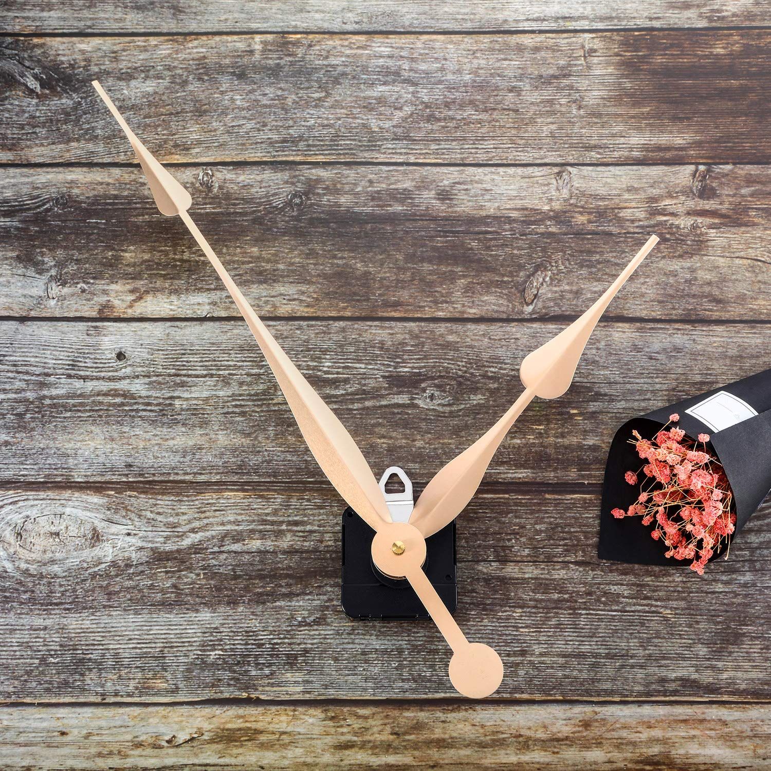 High Torque Long Shaft Clock Movement Mechanism with Inch Long Spade Hands (Gold) — image 5