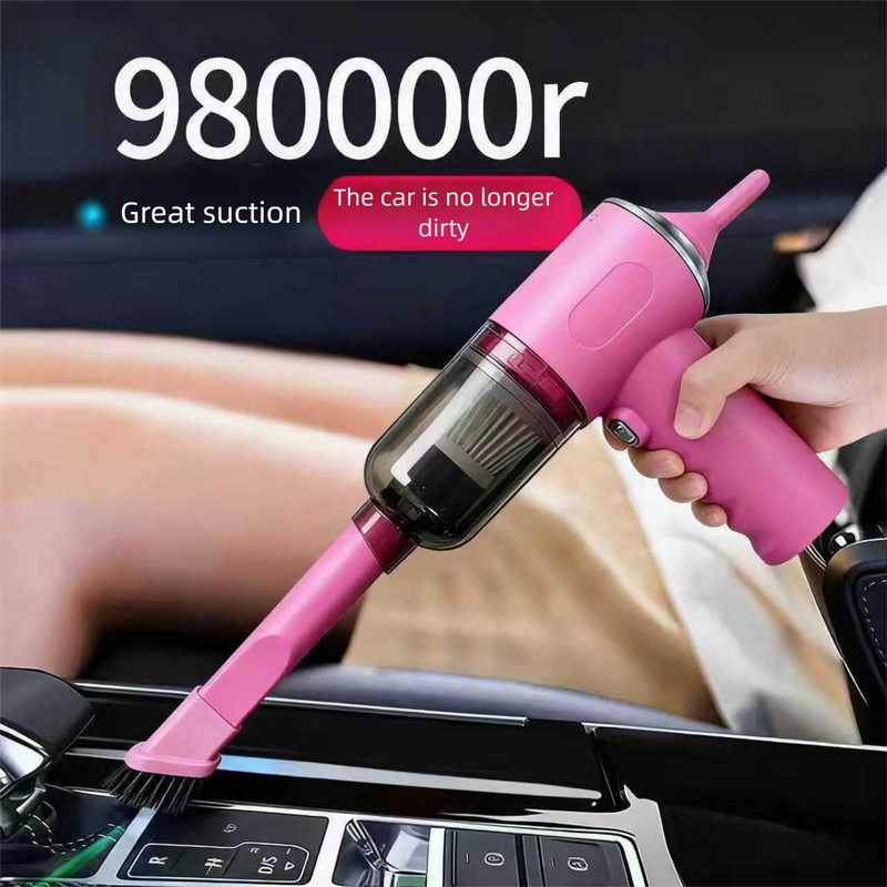 Pink High-Power Cordless Handheld Vacuum Cleaner โ Compact, Rechargeable, and Portable for Home, Car, and Desk Use