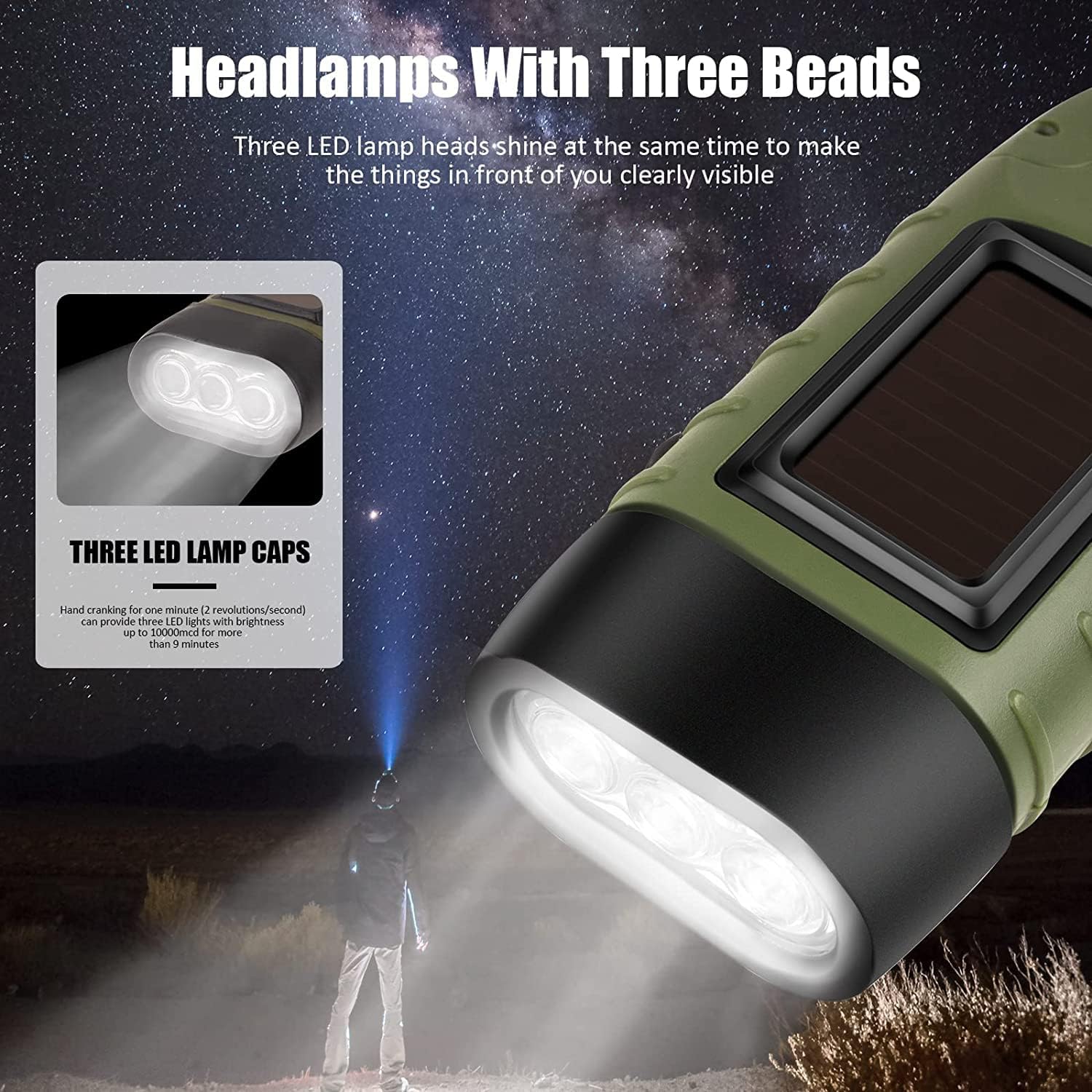 Solar and Dynamo Rechargeable Emergency Torch with Hand Crank, USB Charging and Clip for Camping, Power Outages and Survival Kits, Black — image 4