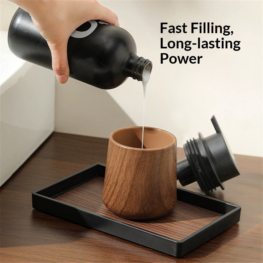 Lotion Dispenser - 250ML Refillable Hand Soap Dispenser Bathroom, Modern Liquid Soap Dispenser with Pump, Dish Dispenser for Kitchen,Walnut wood grain — image 4