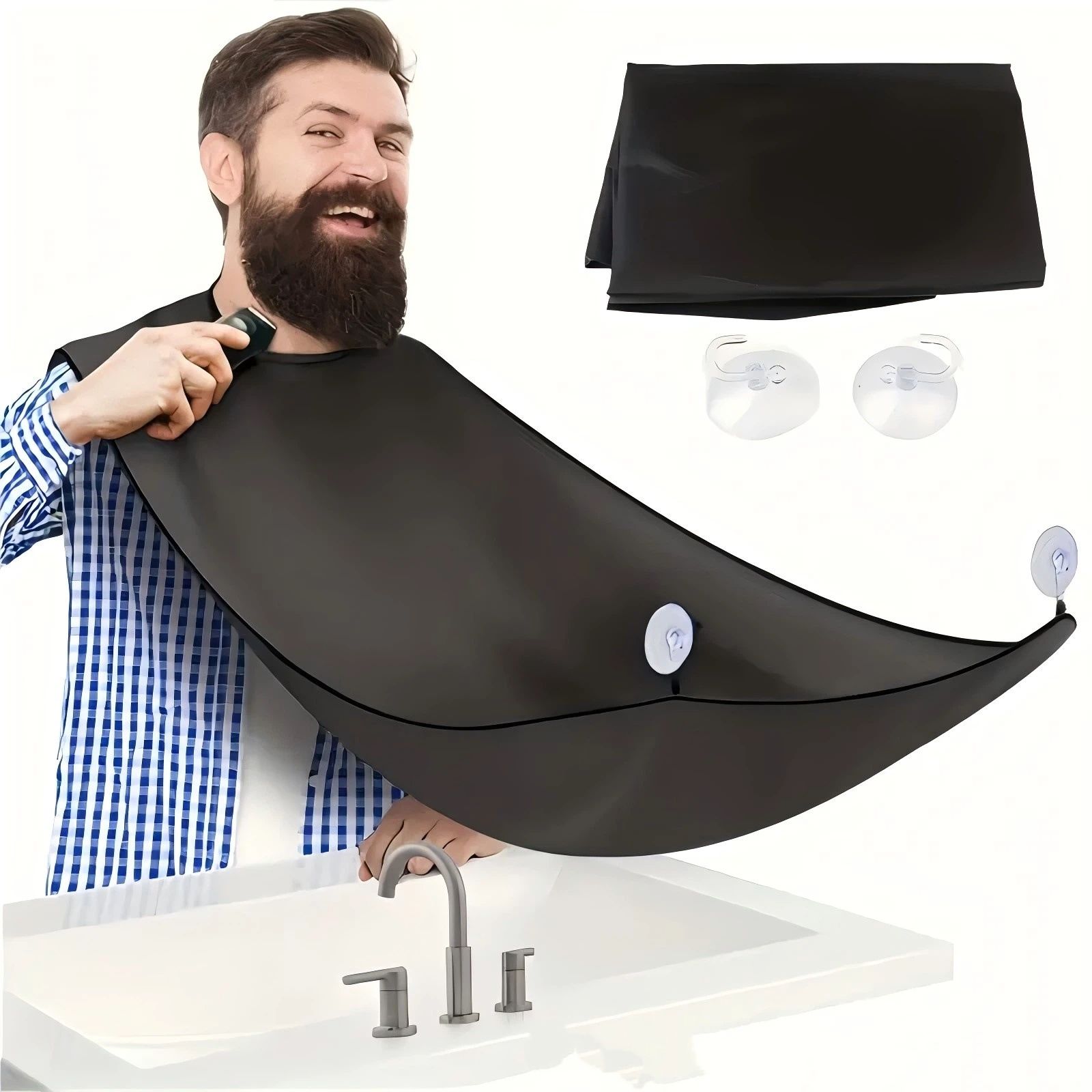 2 pack Beard Bib Apron, Beard Trimming Catcher for Men Shaving Hair Clippings Non-Stick Waterproof Grooming Cloth