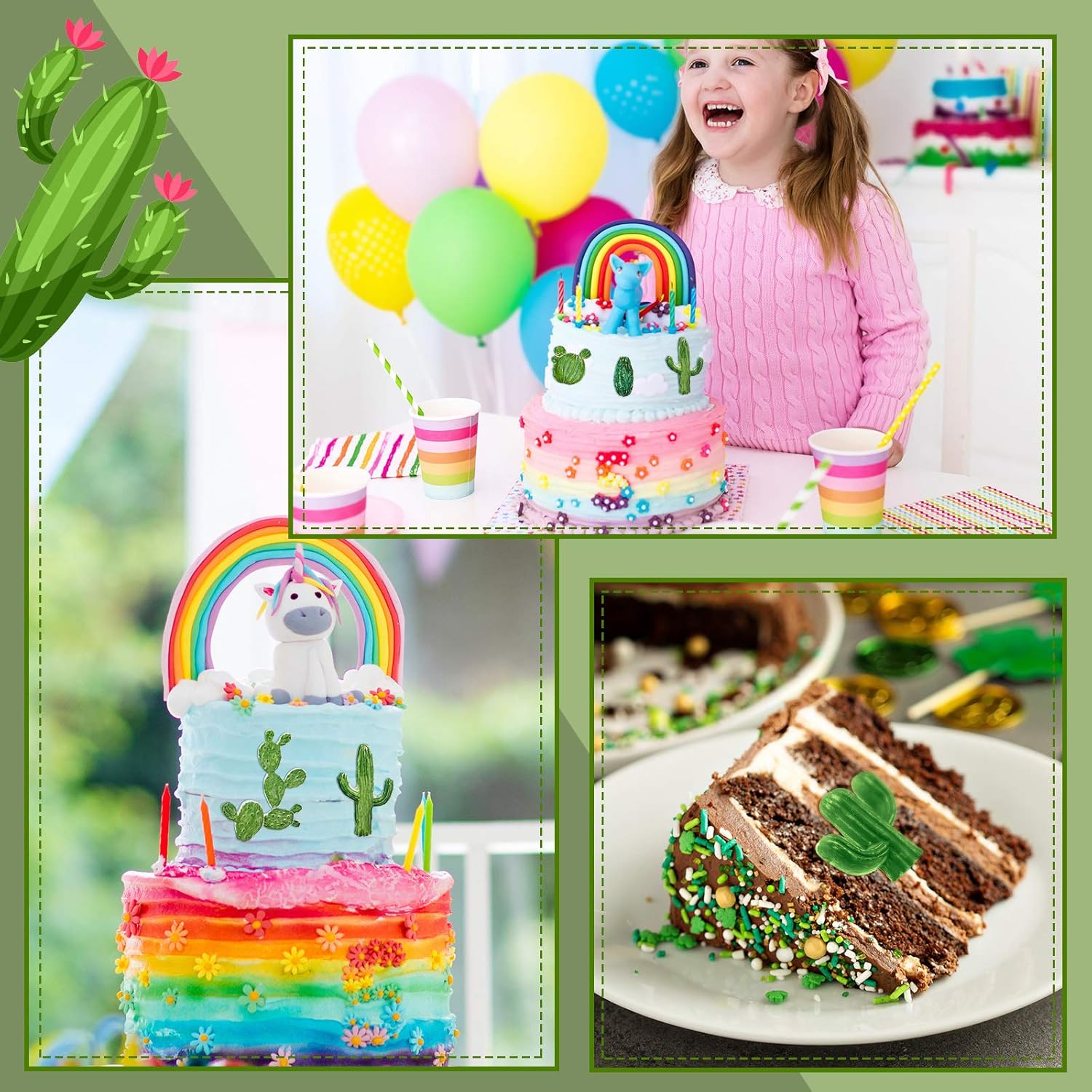 3 Pieces Cactus Silicone Fondant Moulds Cacti Hawaiian Cake Moulds Set for Making Sugar Chocolate Candy Gum Paste Cupcake Cake Decoration Supplies โ image 3