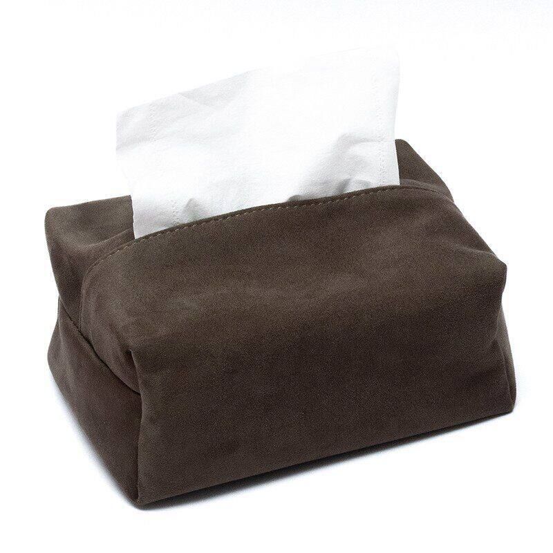 Car Tissue Box PU Magnetic Holder Yellow brown โ image 4
