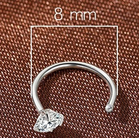 8mm (4-Pair Set) Minimalist C-Shaped Hoop Earrings with CZ Studs - S999 Sterling Silver — image 4