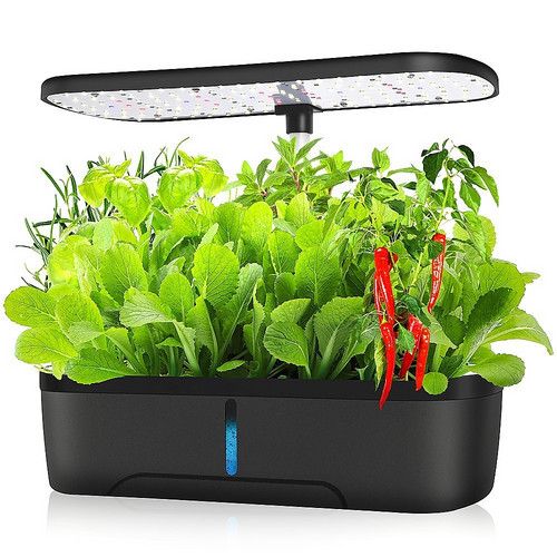Hydroponics Plant Growing System 12 Pods Indoor Herb Garden Kit Led Light 4L Black — image 4