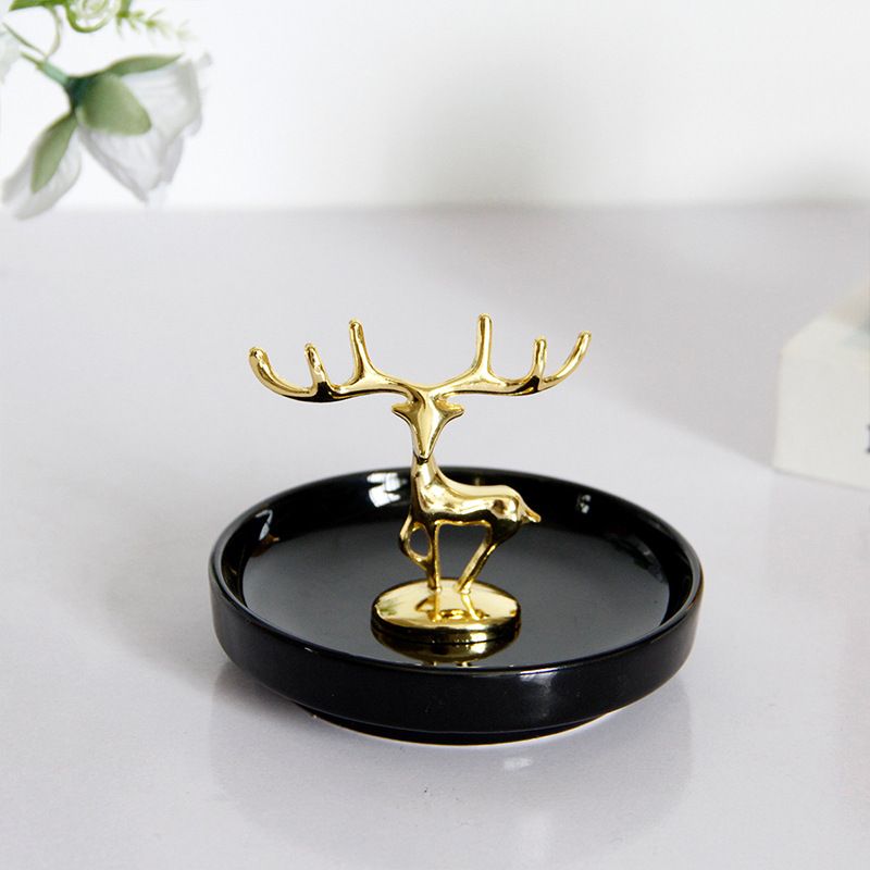 Deer Ornament Bracelet Tray Bracelet Holder Black Ring Black Decorations Black Stand Sculptures Home Decor Black — image 3