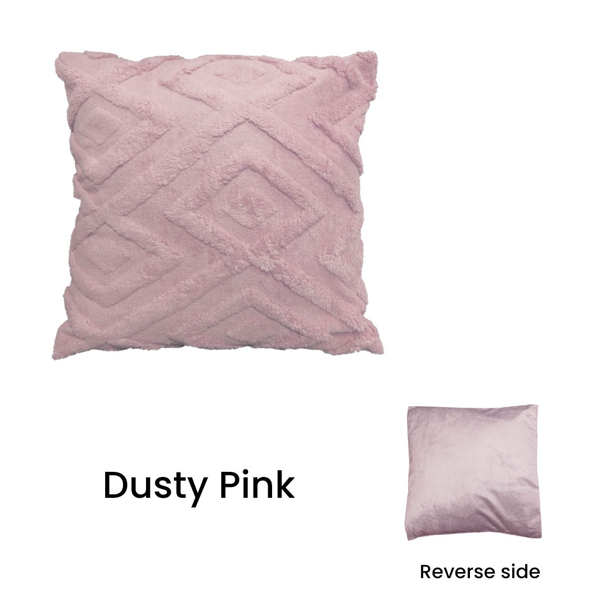 Diamond Texture Filled Cushion Square - 45cm x 45cm Dusty Pink — image 3