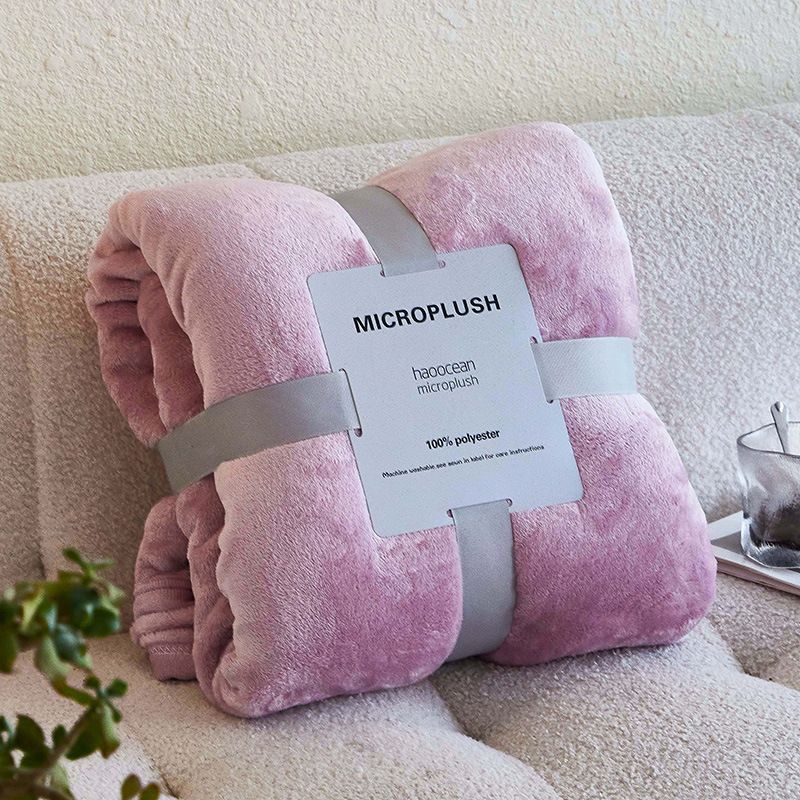 Mianyu Coral Velvet Blanket Solid Color 100X120CM Taro purple 100X120CM-nude blanket
