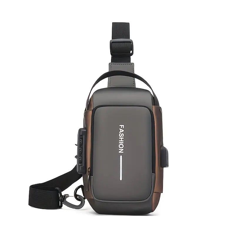 Honeycomb breathable men's chest bag: USB charging and password lock for safety and convenience, M/L sizes available, adjustable shoulder strap for pressure — image 4