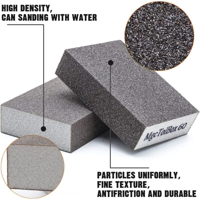 12 pcs Sanding Sponges, Sanding Blocks Kit Polishing Grit 60/80/100/120/180/220 Washable Reusable โ image 4