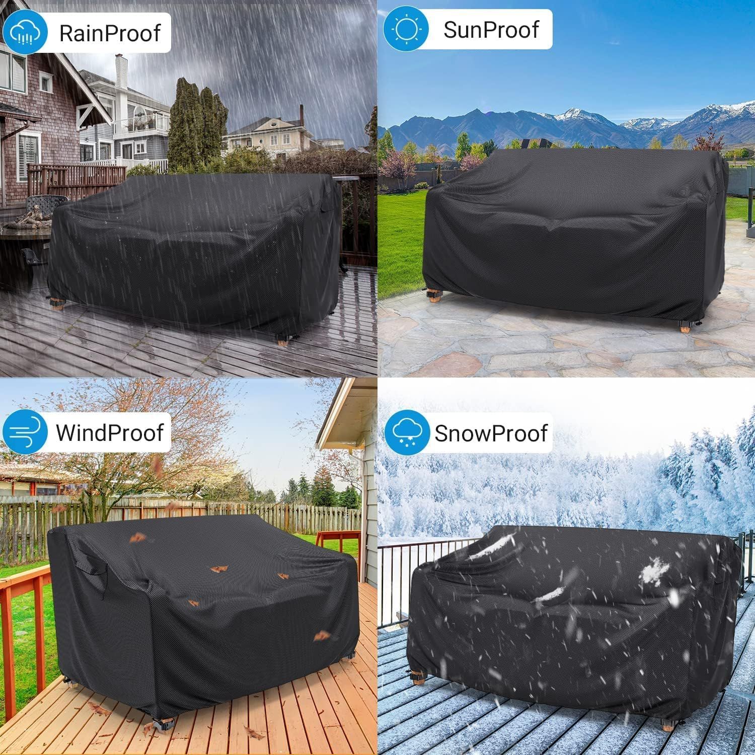 Waterproof Garden Bench Cover for 2 Seater Bench Black, 224 x 84 x 81 cm โ image 6