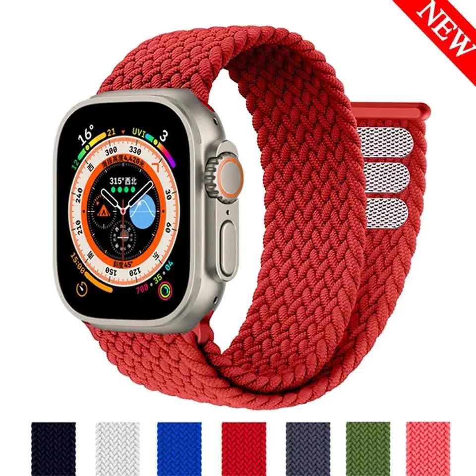 Braided Solo Loop Compatible with Apple Watch Ultra 49mm 45mm 44mm 42mm 41mm 40mm 38mm for Series 9 8 7 6 5 4 3 SE SummerU Bracelet โ image 2