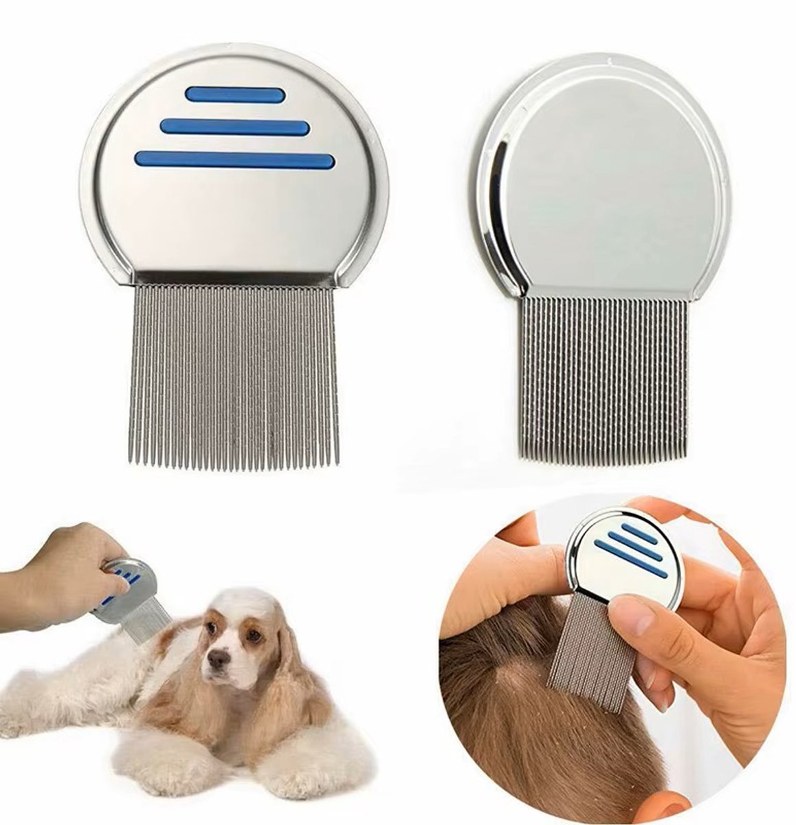 Lice Comb for Child & Pet | Lice Brush | Flea Comb | Nits Comb | Dust Comb | Lice Remover | Stainless Steel | Blue — image 4